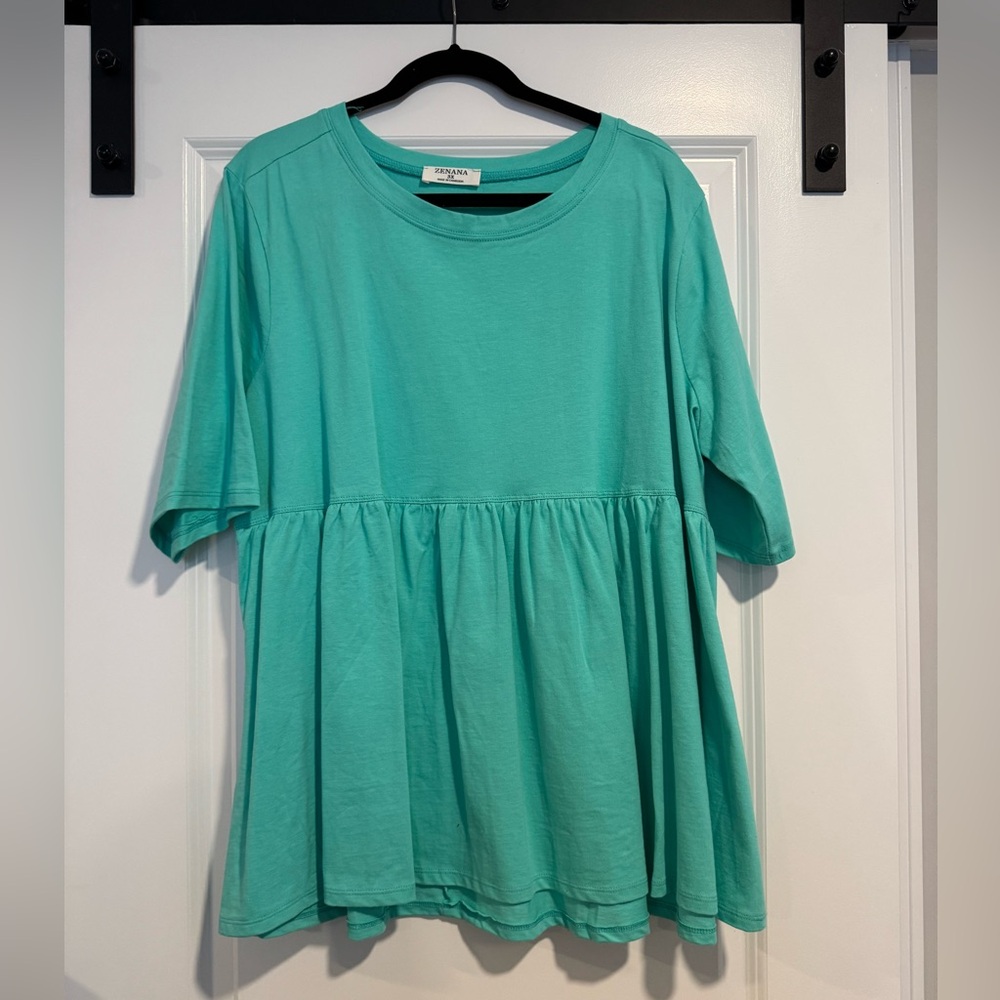 Zenana Outfitters Teal Crewneck Top